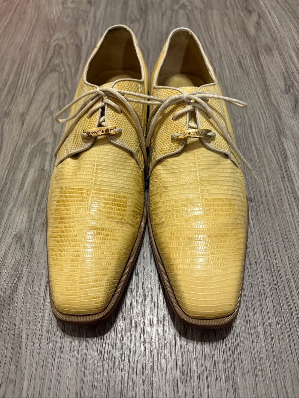 Belvedere Yellow Lizard-Effect Men’s Derby Shoes
